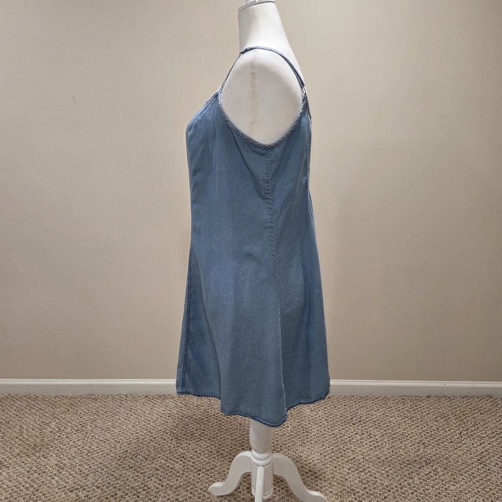 torrid Light Blue Denim Button-Front Slip Dress - Picture 3 of 5